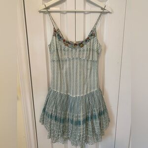 Free People FP One NWT Mini Slip Dress Beaded Neckline Tiered Brookstick Skirt L